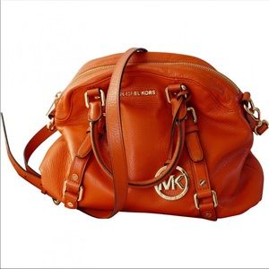 MICHAEL KORS Orange bedford leather bowling